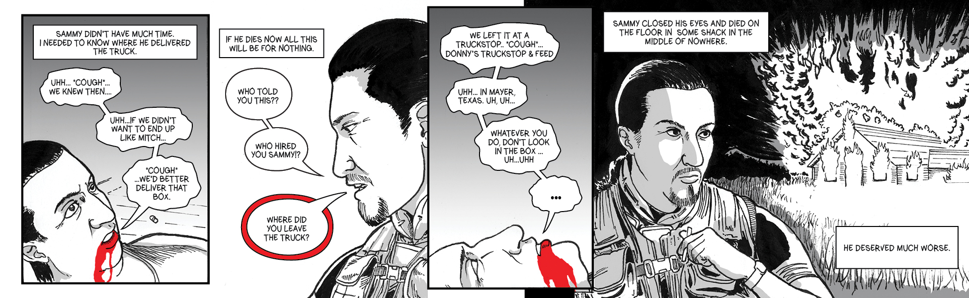 Sammy breathes his last words before he passes away in front of Otto.